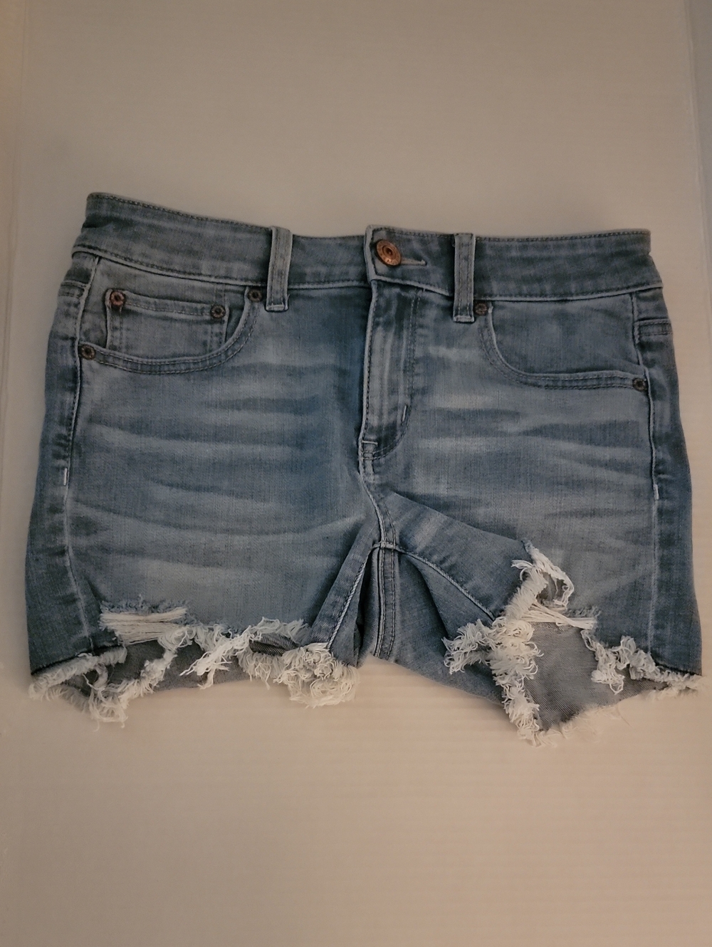 American Eagle Outfitters Light Wash Distressed Denim Shorts